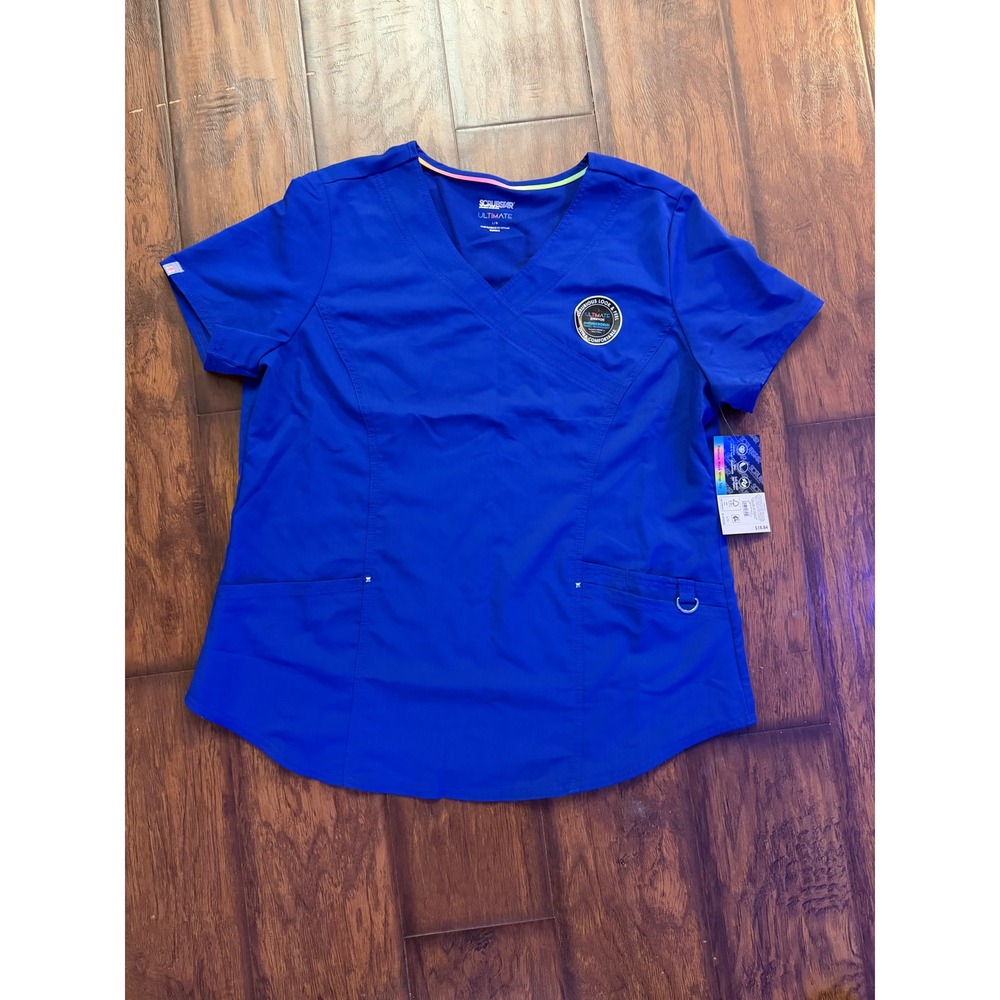 Scrubstar Mock Wrap Scrub Top Womens Large Electric Blue NWT Ultimate